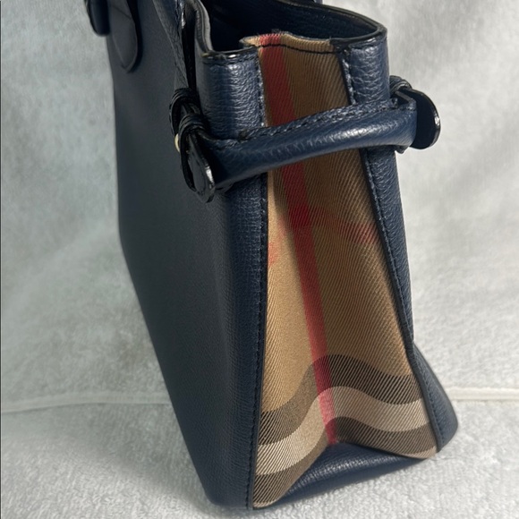 Burberry Navy Blue Leather Tote Bag - Picture 5 of 11